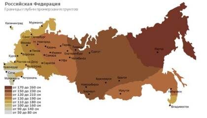 Глубина промерзания грунтов в регионах России